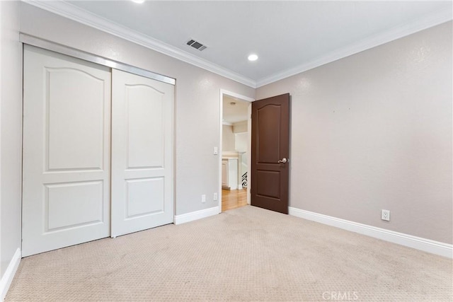 25 Westbrook Ln, Pomona, CA 91766 - unfurnished bedroom featuring carpet, a closet, recessed lighting, and ornamental molding