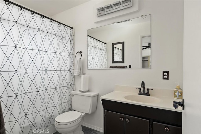 2427 Ceanothus Ave, Chico, CA 95926 - full bath featuring vanity, curtained shower, and a ceiling fan