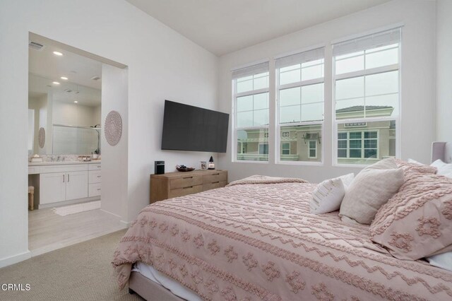 751 Winchester Dr, Oxnard, CA 93036 - bedroom featuring light carpet, recessed lighting, and ensuite bath