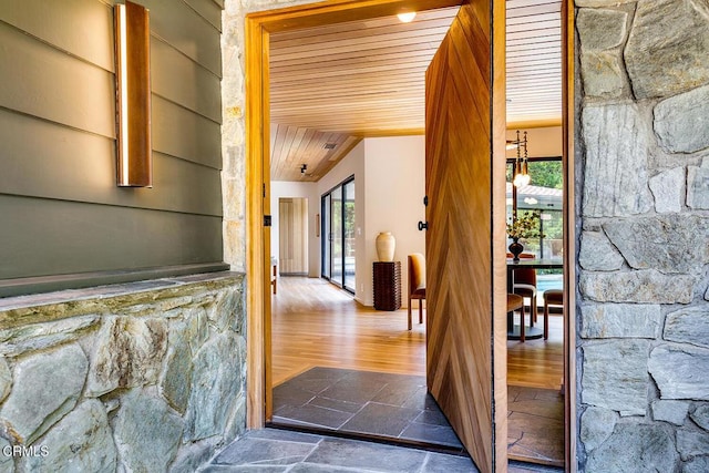 808 Inverness Dr, La Canada Flintridge, CA 91011 - corridor featuring wood ceiling and wood finished floors