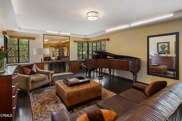 3312 Thorndale Rd, Pasadena, CA 91107 - living room featuring wood finished floors, healthy amount of natural light, and a tray ceiling
