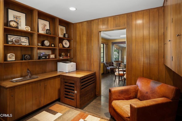 3312 Thorndale Rd, Pasadena, CA 91107 - office with light wood-type flooring, wood walls, and recessed lighting