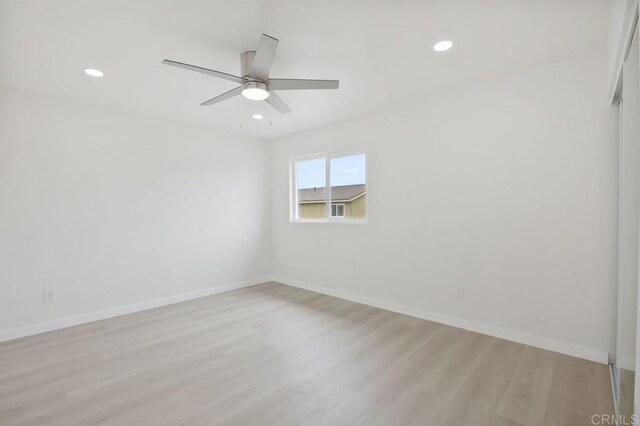 814 Hollister St Unit B, Otay Mesa, CA 92154 - spare room with light wood-style flooring, recessed lighting, and ceiling fan