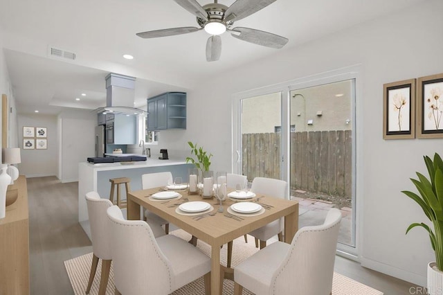 814 Hollister St Unit B, Otay Mesa, CA 92154 - dining space with healthy amount of natural light, light wood finished floors, ceiling fan, and recessed lighting