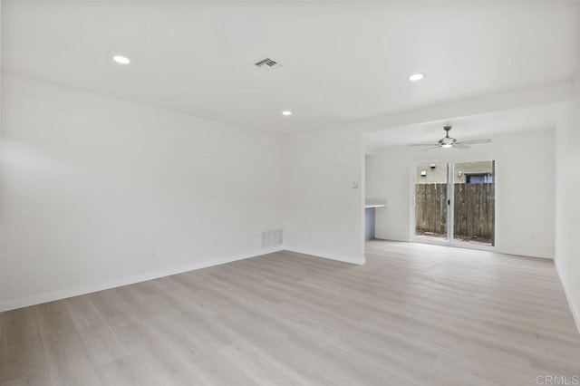 814 Hollister St Unit B, Otay Mesa, CA 92154 - unfurnished living room with light wood finished floors, a ceiling fan, and recessed lighting