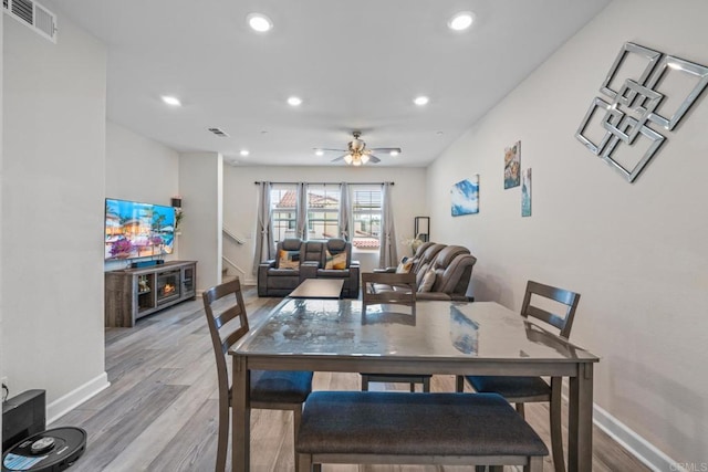 4376 Pacifica Dr Unit 2, Oceanside, CA 92056 - dining room with recessed lighting, light wood finished floors, and a ceiling fan