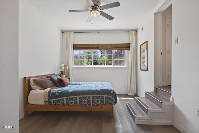 310 N Fulton St, Ojai, CA 93023 - bedroom featuring wood finished floors and ceiling fan