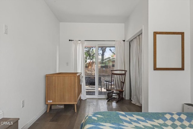 310 N Fulton St, Ojai, CA 93023 - bedroom featuring access to outside and dark wood-type flooring
