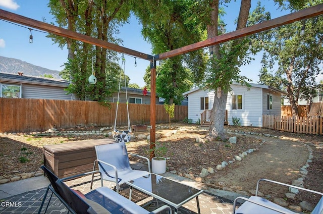 310 N Fulton St, Ojai, CA 93023 - fenced backyard with a patio area and a mountain view