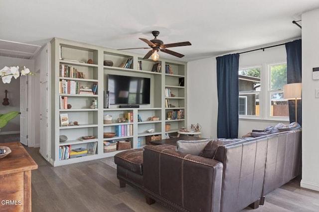 310 N Fulton St, Ojai, CA 93023 - living area featuring ceiling fan and wood finished floors