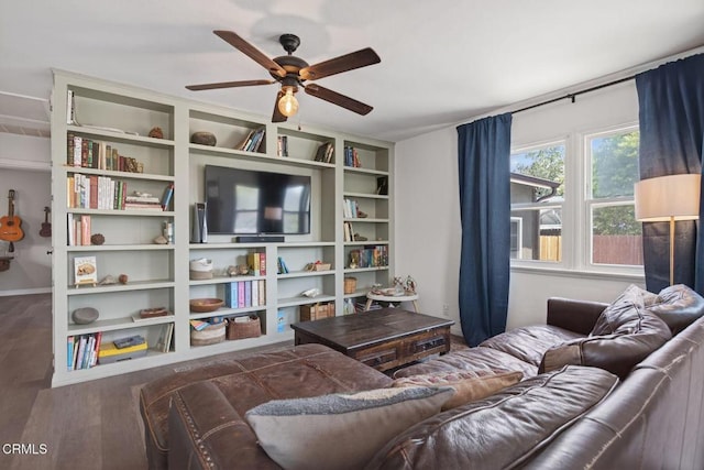 310 N Fulton St, Ojai, CA 93023 - living room with ceiling fan and wood finished floors