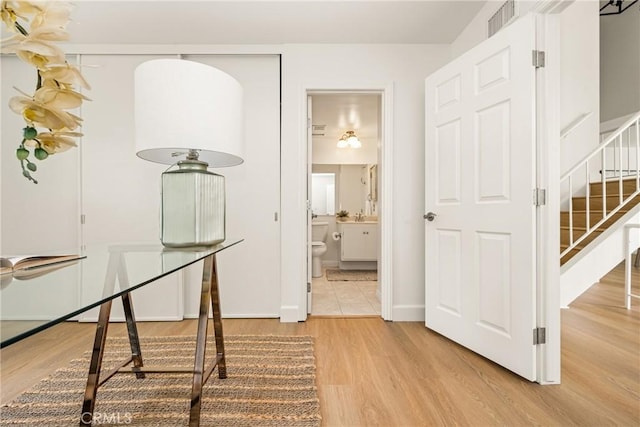 19795 Futura Dr, Yorba Linda, CA 92886 - hall featuring stairs and wood finished floors