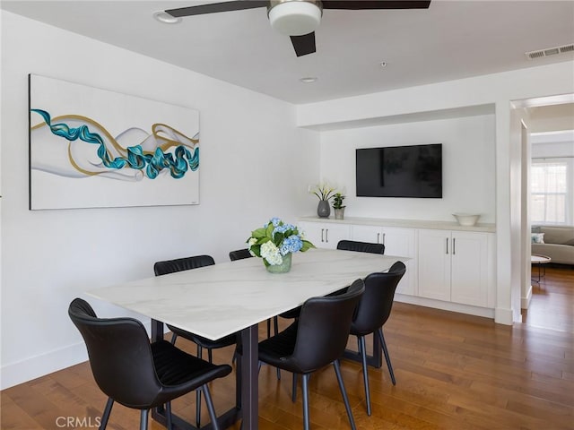 22477 Kent, Torrance, CA 90505 - dining area featuring dark wood finished floors and ceiling fan
