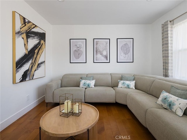 22477 Kent, Torrance, CA 90505 - living room featuring baseboards and dark wood-style flooring