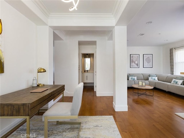 22477 Kent, Torrance, CA 90505 - home office with wood-type flooring and ornamental molding