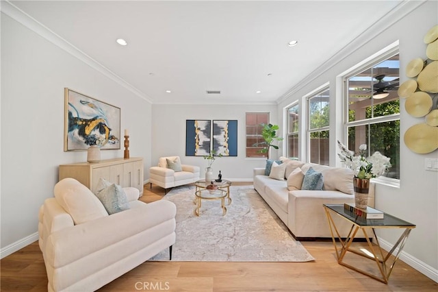 89 Overbrook, Irvine, CA 92620 - living area with crown molding, recessed lighting, and light wood-style flooring