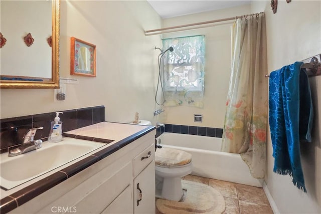 8707 Chester St, Paramount, CA 90723 - full bathroom with vanity, shower / bathtub combination with curtain, and tile patterned flooring