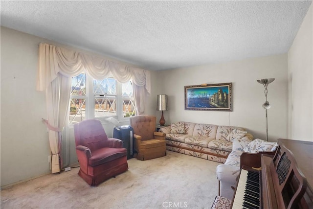 8707 Chester St, Paramount, CA 90723 - carpeted living area featuring a textured ceiling