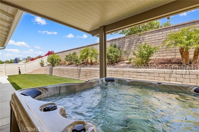 24420 Crooked Trail Dr, Menifee, CA 92584 - fenced backyard with a hot tub