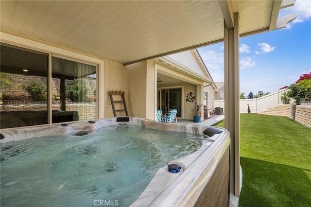 24420 Crooked Trail Dr, Menifee, CA 92584 - view of patio / terrace with a hot tub