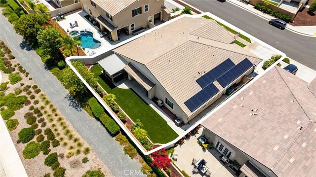 24420 Crooked Trail Dr, Menifee, CA 92584 - view from above of property with property boundaries highlighted and a pool area