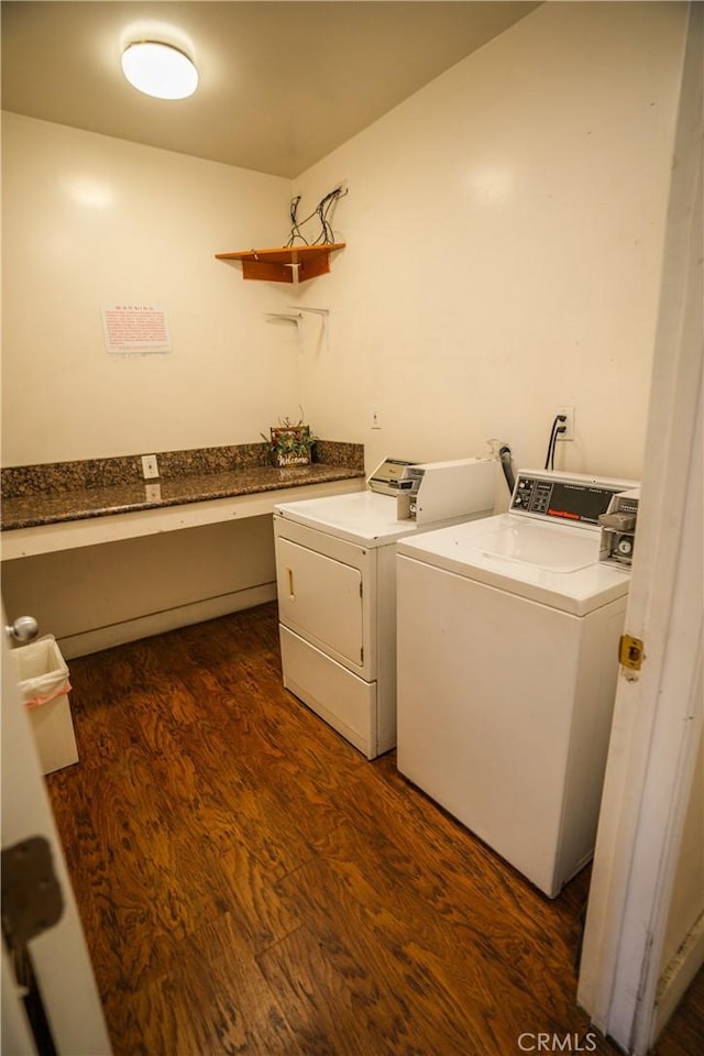 936 Olive Ave, Long Beach, CA 90813 - laundry room with washer and clothes dryer and dark wood-type flooring