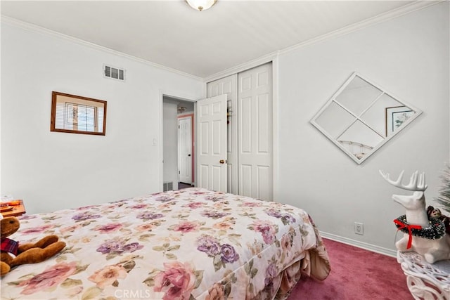 9214 Mclennan Ave, Northridge, CA 91343 - carpeted bedroom with ornamental molding and a closet
