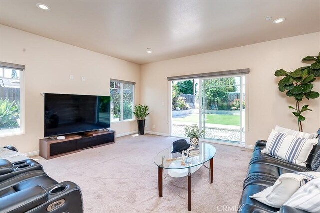 335 E Francis Ave, La Habra, CA 90631 - living area featuring light carpet and recessed lighting