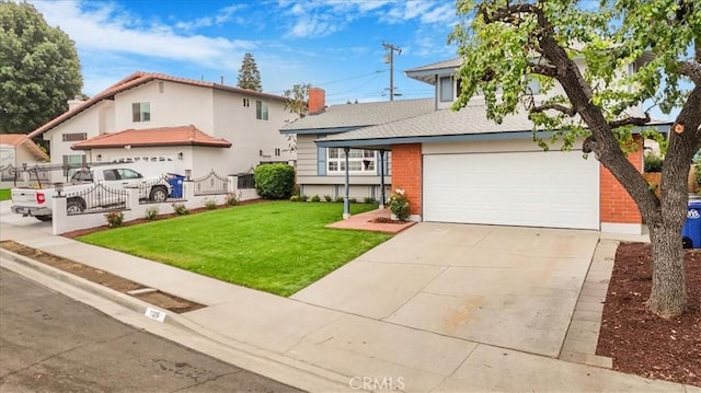 1129 Belbury Dr, Walnut, CA 91789 - view of front facade featuring a front lawn, concrete driveway, and brick siding