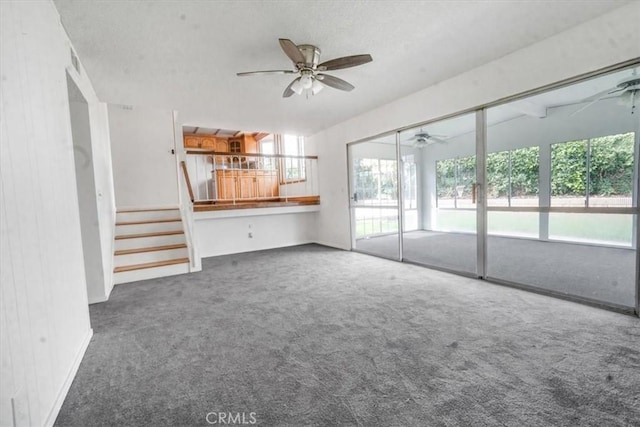 1129 Belbury Dr, Walnut, CA 91789 - unfurnished living room with a ceiling fan, carpet flooring, and a textured ceiling