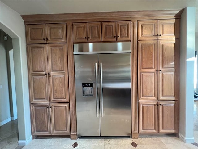 1685 Scenic View Way, Nipomo, CA 93444 - kitchen featuring stainless steel built in fridge and arched walkways