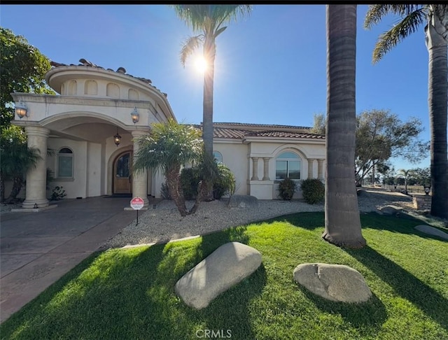 1685 Scenic View Way, Nipomo, CA 93444 - mediterranean / spanish-style home featuring stucco siding, a front lawn, and concrete driveway