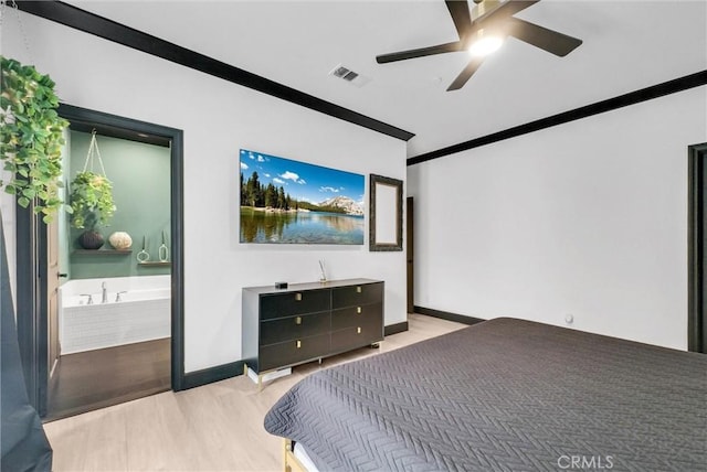 12342 Blue Sky Ct, Whittier, CA 90602 - bedroom featuring crown molding, wood finished floors, and a ceiling fan
