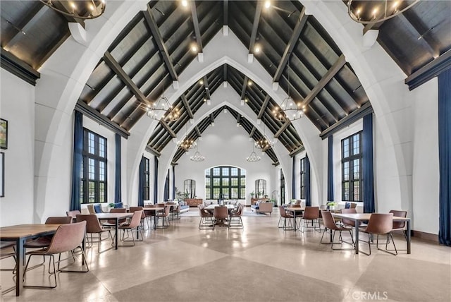 12342 Blue Sky Ct, Whittier, CA 90602 - lobby with high vaulted ceiling and beamed ceiling