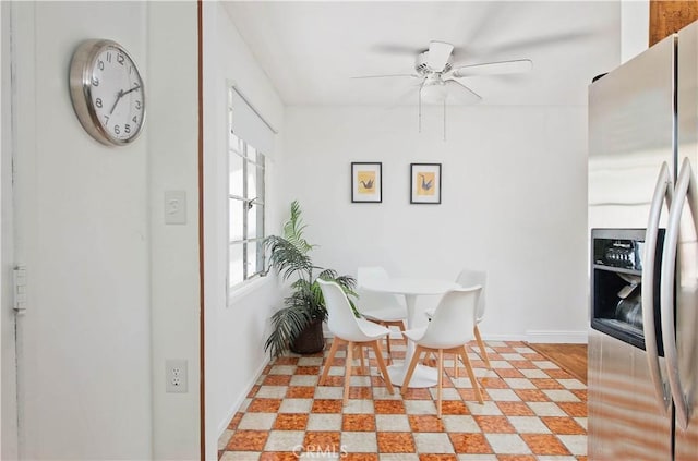 17330 Califa St, Encino, CA 91316 - dining space featuring ceiling fan and light floors