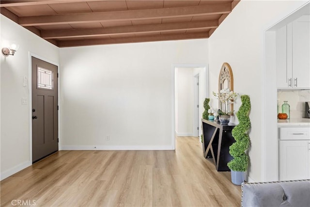 4003 Puente Ave, Baldwin Park, CA 91706 - foyer entrance featuring light wood-style flooring and wooden ceiling
