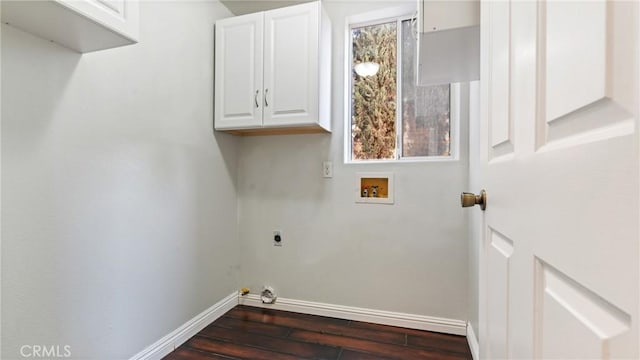 31850 Camino Marea, Temecula, CA 92592 - laundry room featuring hookup for an electric dryer, hookup for a washing machine, dark wood-style floors, and cabinet space