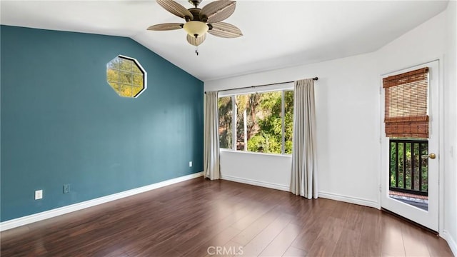 31850 Camino Marea, Temecula, CA 92592 - empty room featuring wood finished floors, a ceiling fan, and vaulted ceiling