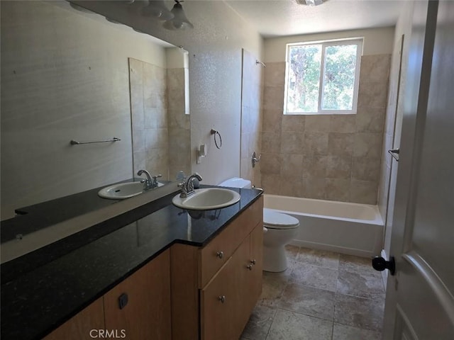 2723 Apache Trl, Clearlake Oaks, CA 95423 - full bathroom featuring vanity, shower / bathtub combination, and stone finish flooring