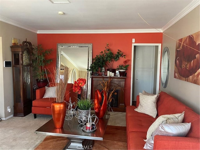 2737 W Caldwell St, Carson, CA 90220 - carpeted living room with crown molding and a fireplace