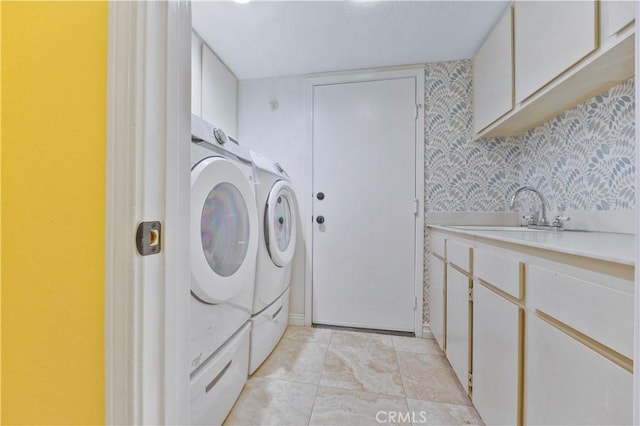 28161 Haria, Mission Viejo, CA 92692 - washroom with cabinet space, independent washer and dryer, and wallpapered walls