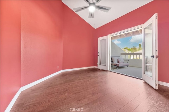 28161 Haria, Mission Viejo, CA 92692 - spare room with wood finished floors, a ceiling fan, and high vaulted ceiling