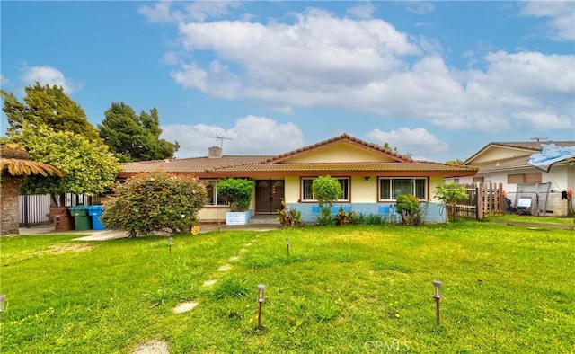 1454 Ameluxen Ave, Hacienda Heights, CA 91745 - view of front facade with a tile roof, a chimney, and stucco siding