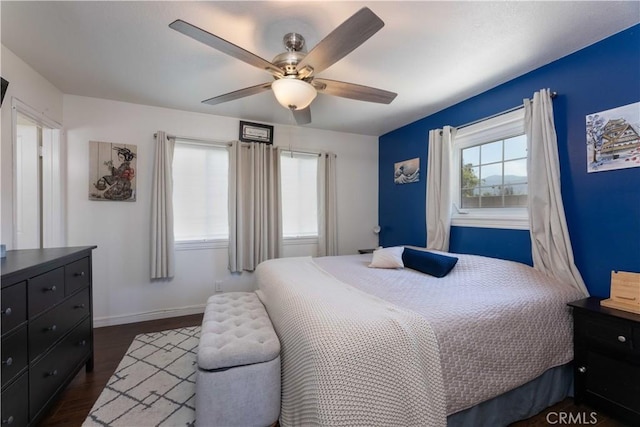 2091 Ridgeview, Corona, CA 92882 - bedroom with dark wood finished floors and ceiling fan