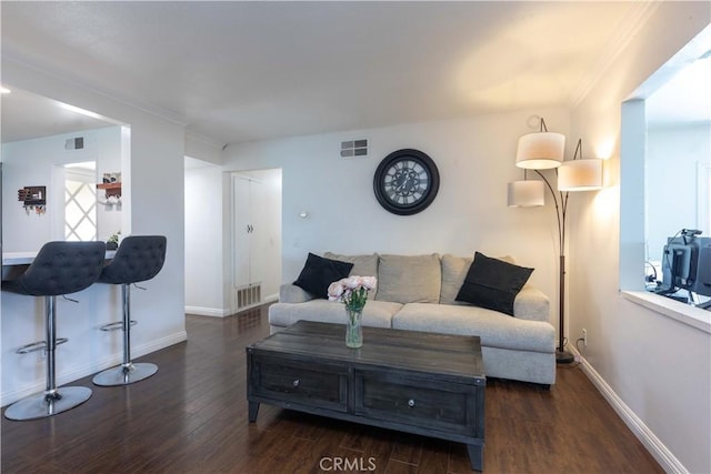 2091 Ridgeview, Corona, CA 92882 - living room featuring wood finished floors and crown molding