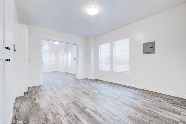 12 25th Pl, Venice, CA 90291 - empty room featuring light wood-type flooring, healthy amount of natural light, and electric panel
