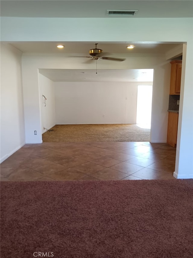 16614 Samgerry Dr, Valinda, CA 91744 - unfurnished room with tile patterned floors, recessed lighting, ceiling fan, and carpet floors