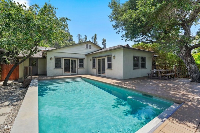 664 Monterey Rd, South Pasadena, CA 91030 - view of pool featuring french doors and a wooden deck