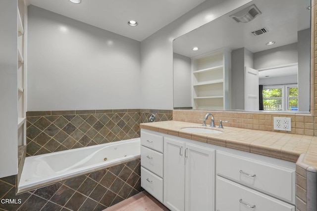 664 Monterey Rd, South Pasadena, CA 91030 - full bath featuring vanity, a whirlpool tub, and recessed lighting