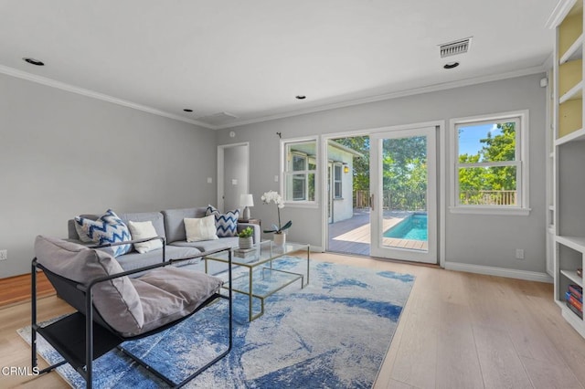 664 Monterey Rd, South Pasadena, CA 91030 - living room featuring light wood-type flooring and crown molding